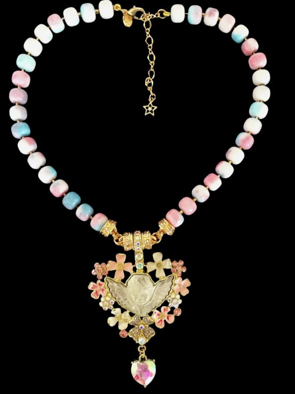 Kirks Folly Garden Cameo Cherub Angel Magnetic Enhancer Necklace